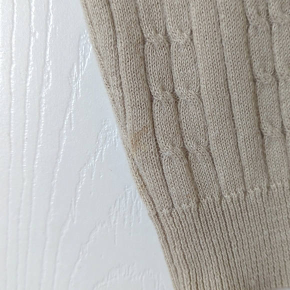 Casual Corner 90's Vintage Cable & Ribbed Knit Short Sleeve Crewneck Top Beige M - Picture 6 of 9